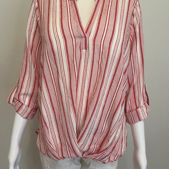 Always Indigo Blouse Women's Large Red and White Striped - Picture 1 of 8